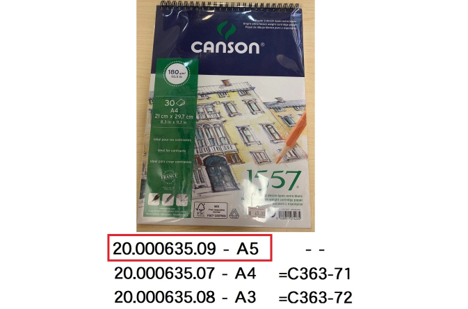 20.000635.09 _CANSON 1557系列畫簿(30張) 180g A5 #4127422