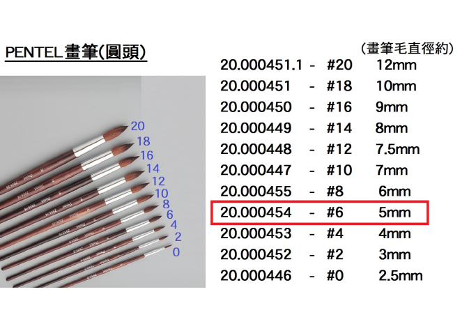 20.000454 _PENTEL畫筆(圓頭) #6