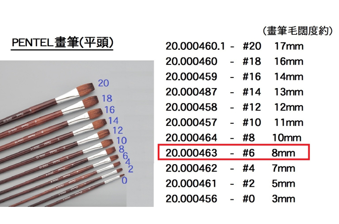 20.000463 _PENTEL畫筆(平頭) #6