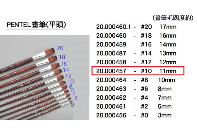 20.000457 _PENTEL畫筆(平頭) #10