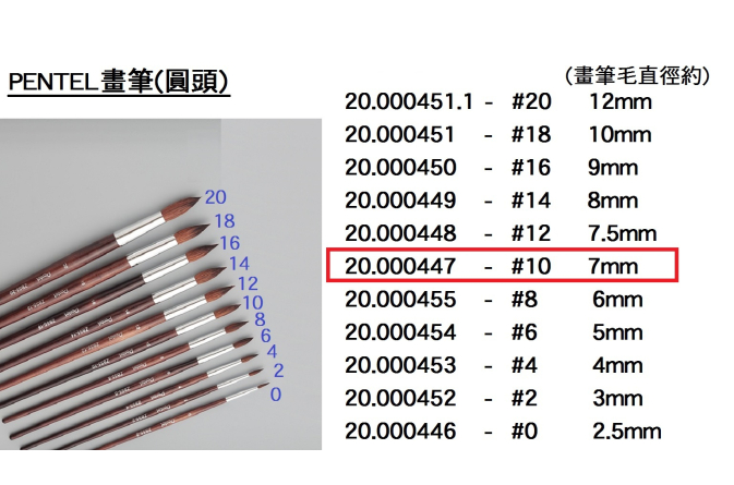 20.000447 _PENTEL畫筆(圓頭) #10