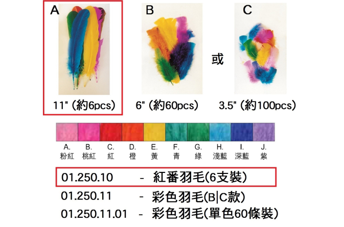 01.250.10 _紅番羽毛(6支裝)