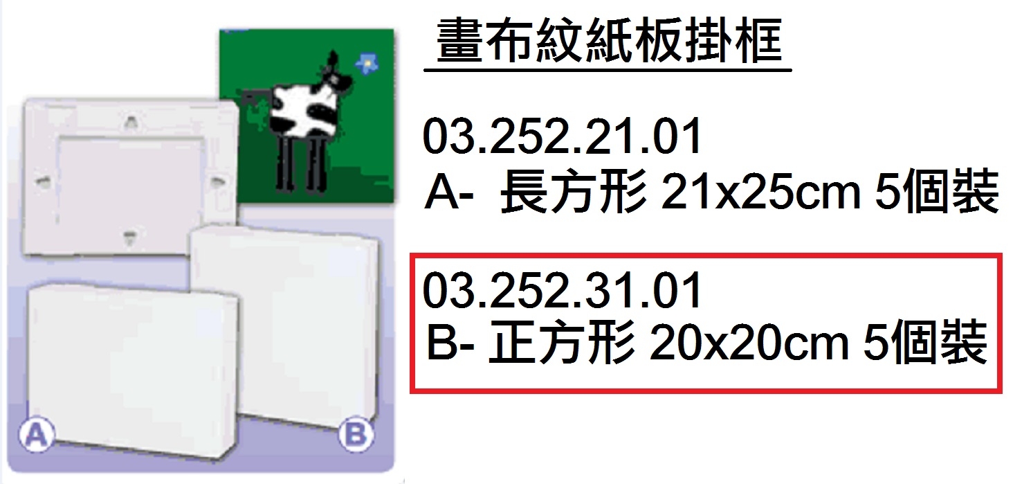 03.252.31.01 _畫布紋紙板掛框(正方形) 20x20cm 5個裝