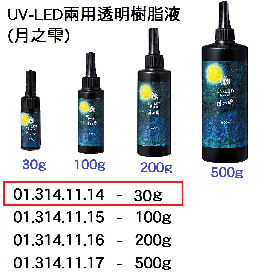 01.314.11.14 _UV-LED兩用透明樹脂液(月之零) 30g