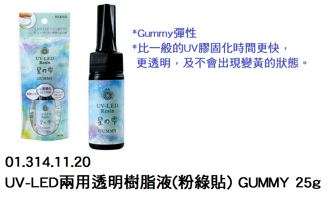01.314.11.20 _UV-LED兩用透明樹脂液(粉綠貼) GUMMY 25g