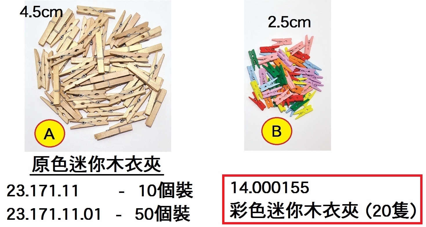 14.000155 _彩色迷你木衣夾(20隻)