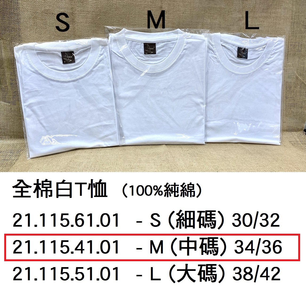 21.115.41.01 _全棉白T恤 M