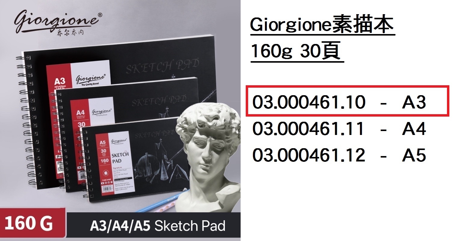 03.000461.10 _Giorgione素描本160g A3 30頁